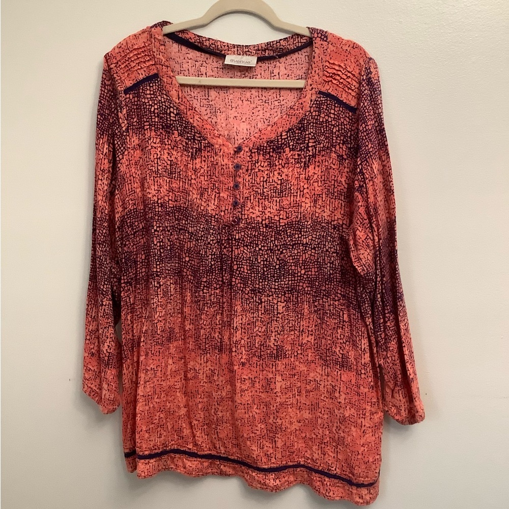 Women's Coral and Navy Top